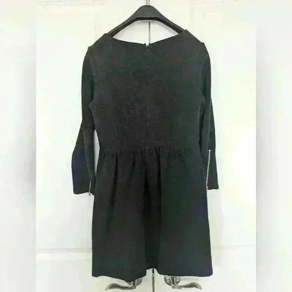 Loft Black Dress with long sleeves Zipper Detailing -  size 4 Great Condition - Picture 6 of 6